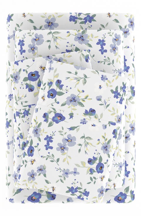 Premium Ultra Soft Blossoms Pattern 4-Piece Bed Sheets Set