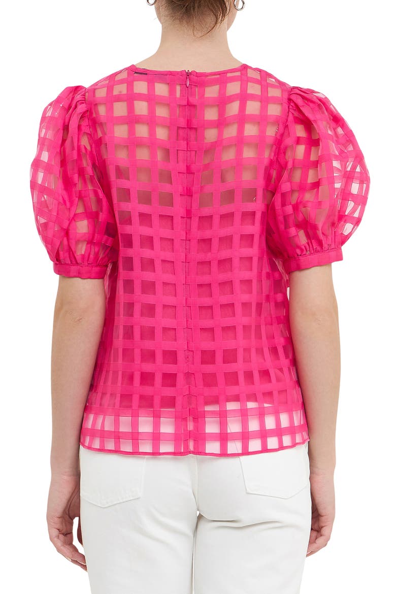 Windowpane Sheer Top, Alternate, color, FUCHSIA