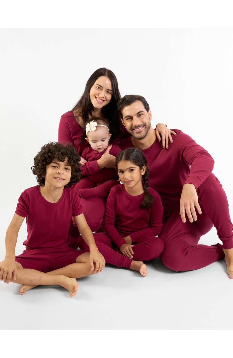 Leveret Kids Two-Piece Solid Cotton Matching Family Pajamas, Alternate, color, Maroon