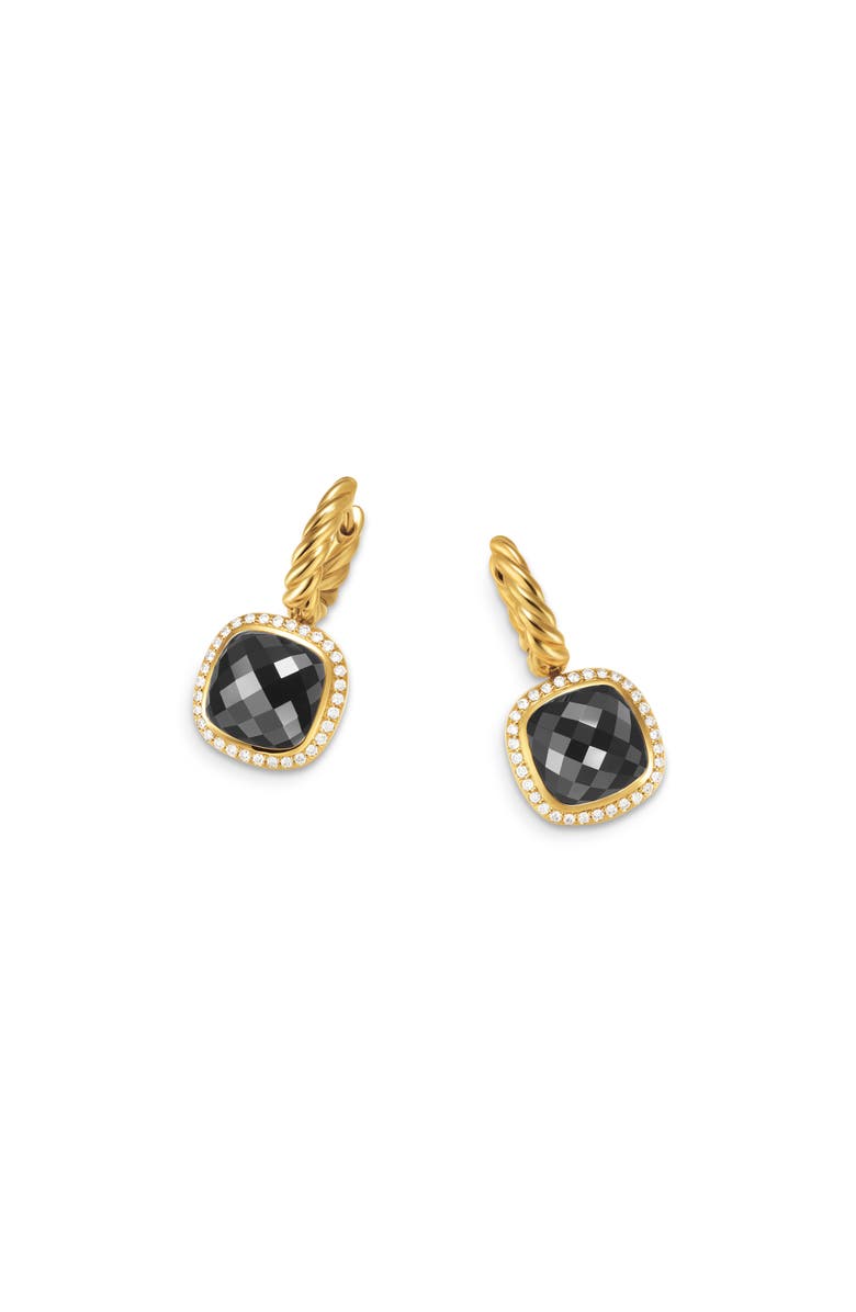 David Yurman Albion<sup>®</sup> Drop Earrings in 18K Yellow Gold with Diamonds, 10mm, Alternate, color, 18K Gold/ Onyx