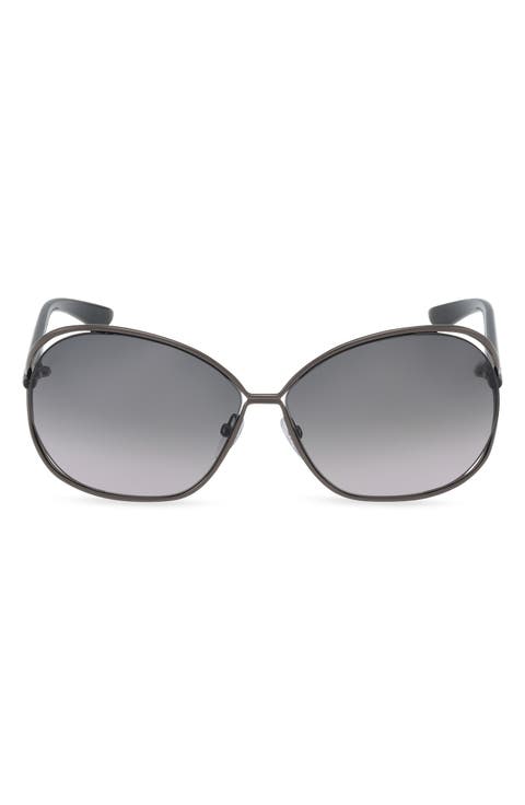 Carla 66mm Oversized Round Metal Sunglasses