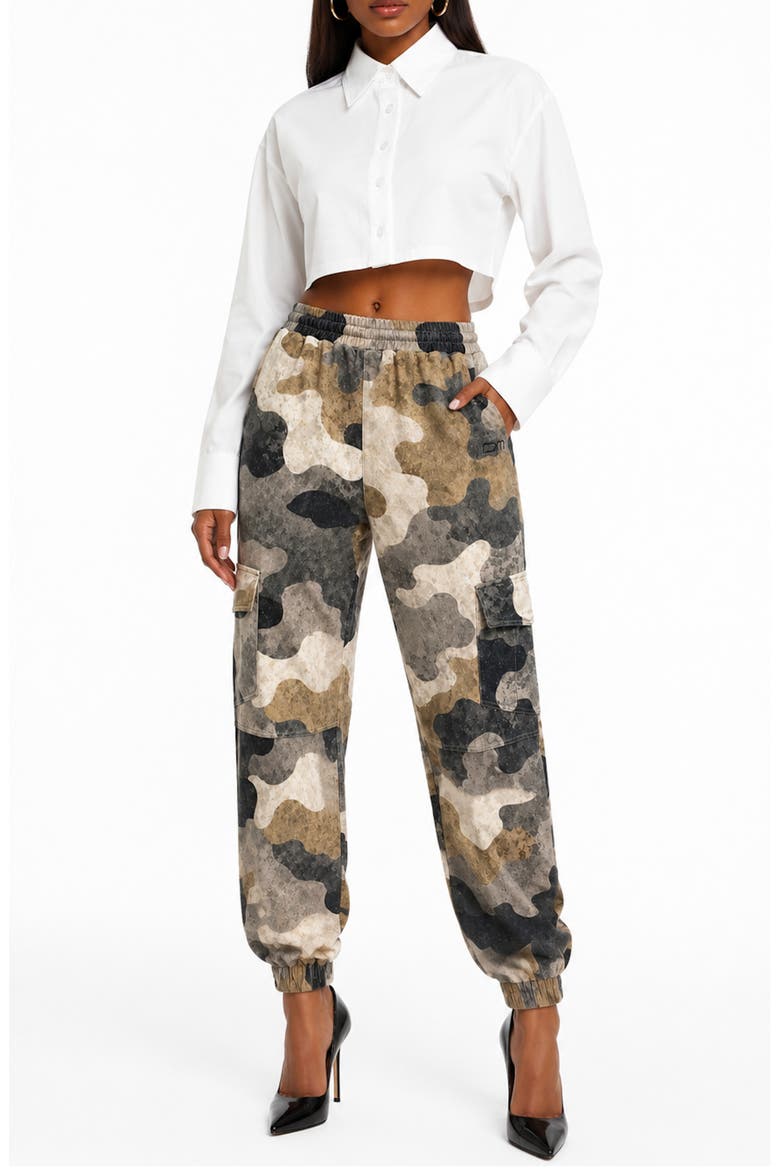 Camo Cargo Joggers, Alternate, color, BLACK