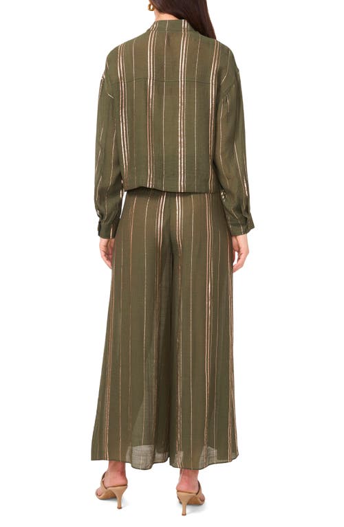 Vince Camuto Metallic Stripe Jacket In Olive Moss