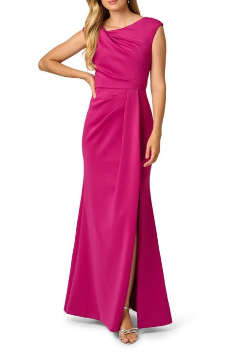 Asymmetric Pleated Mermaid Gown