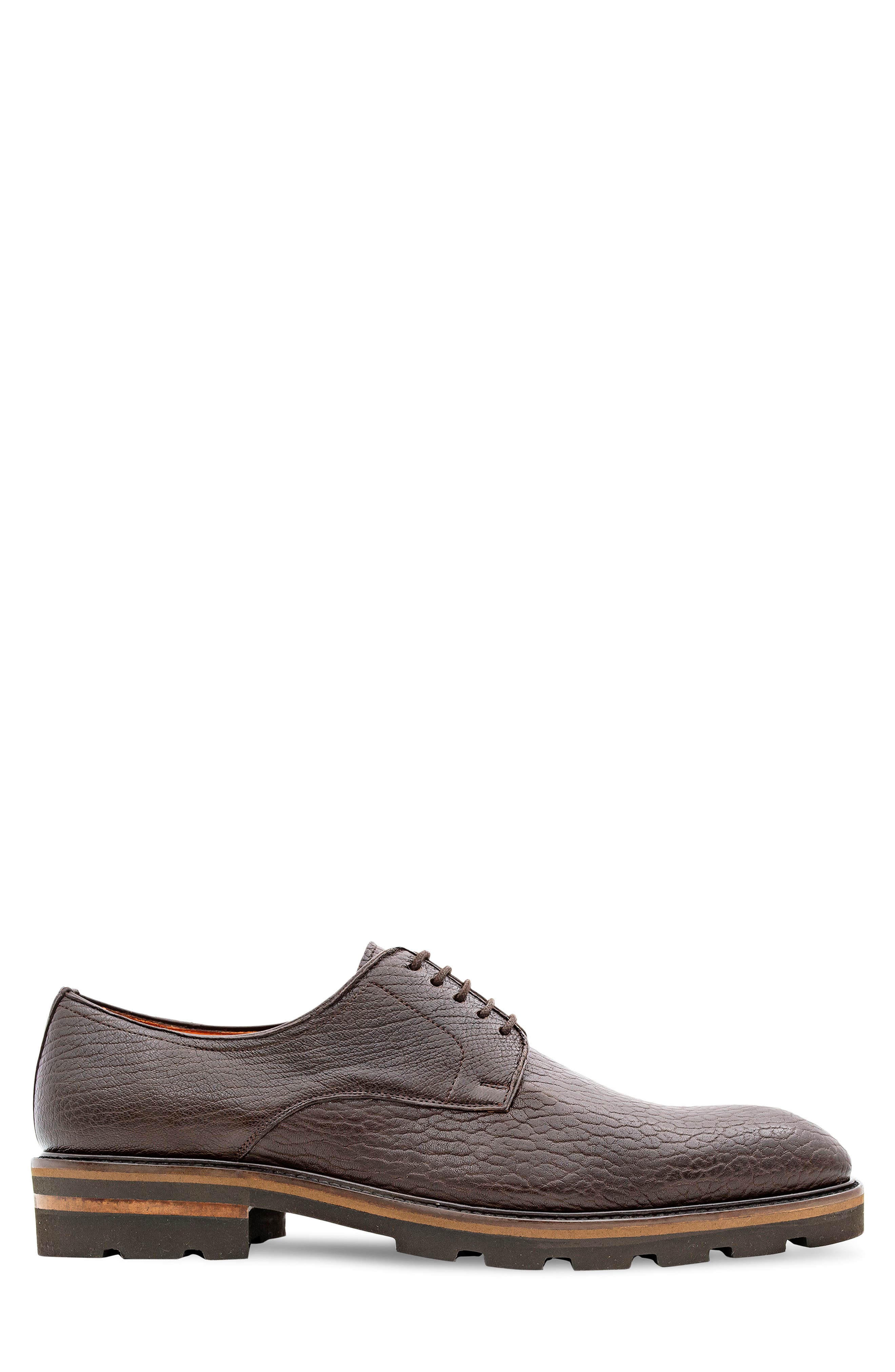 Grained Leather Derby, Alternate, color, BROWN
