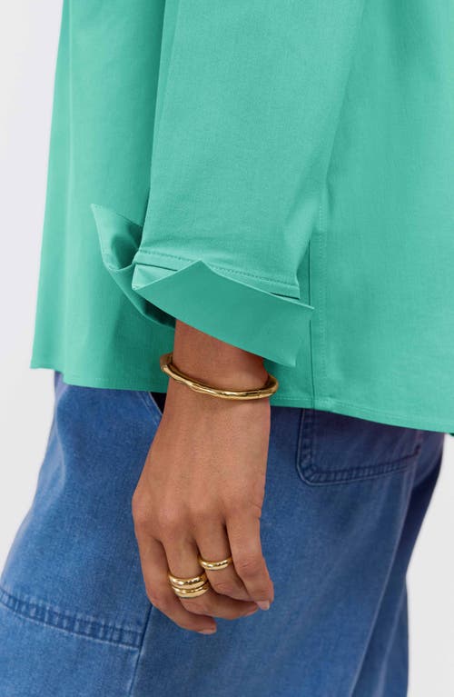 Foxcroft Agnes Split Cuff Popover Blouse In Green