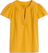 Boden Ava Lace Trim Cap Sleeve Cotton Top