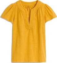 Boden Ava Lace Trim Cap Sleeve Cotton Top