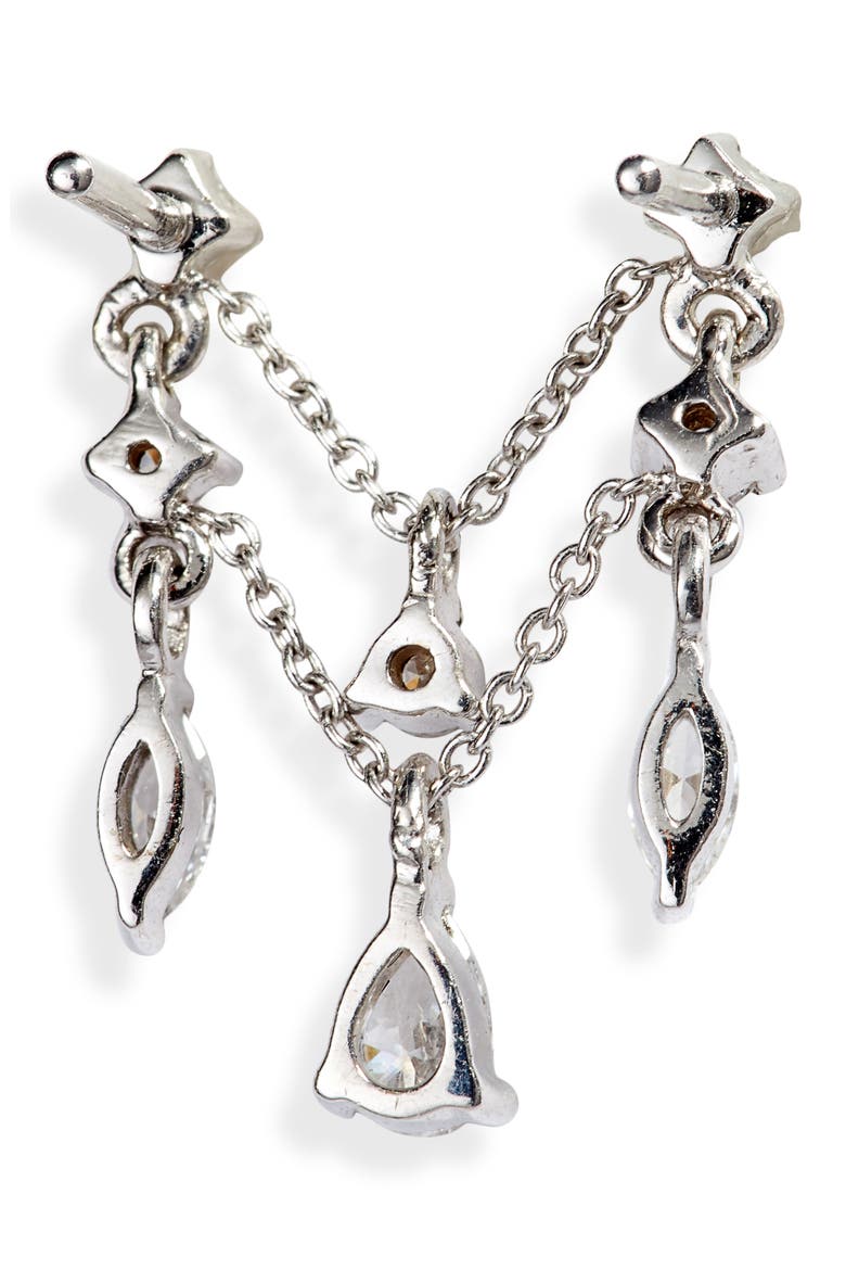 Multi Diamond Chain Orbital Earring, Alternate, color, WHITE GOLD/ DIAMOND