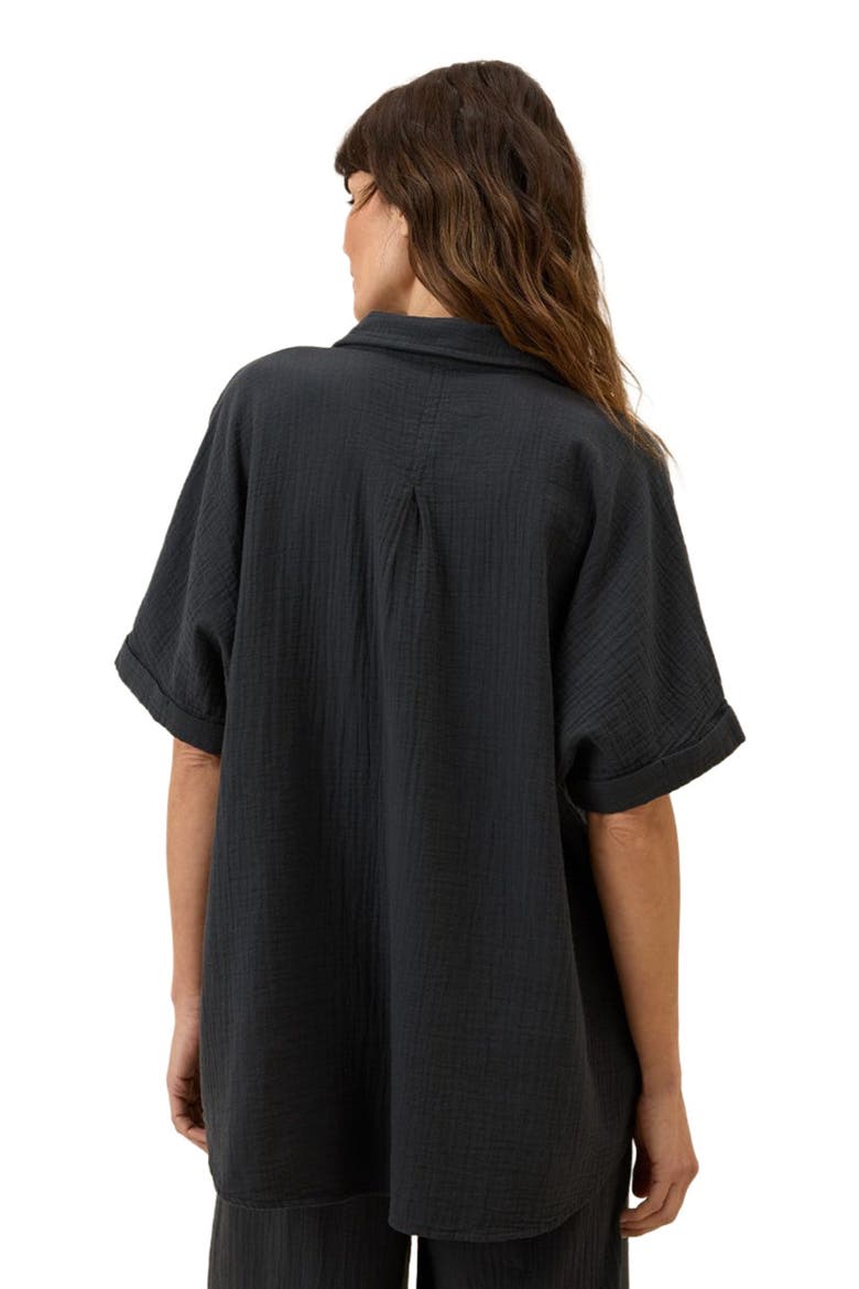 Organic Cotton Coastal Double Gauze Oversized Shirt, Alternate, color, Black