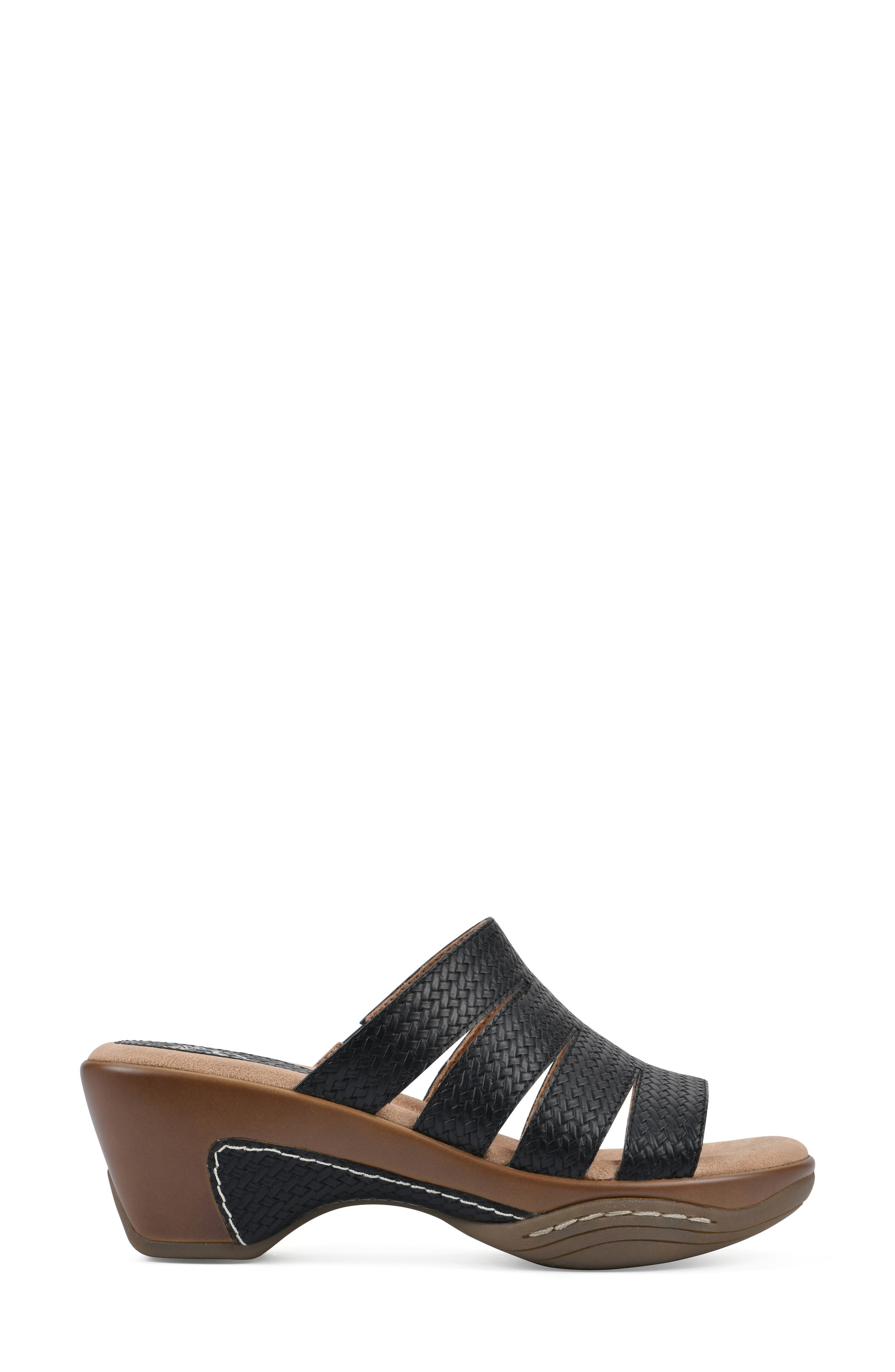 White Mountain Footwear Valora Wedge Sandal, Alternate, color, Black Metallic Woven
