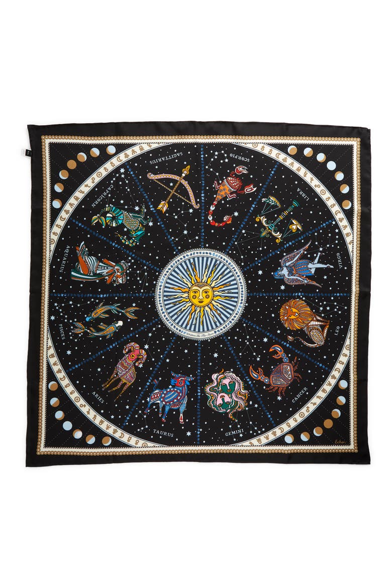 Botanica Silk Square Scarf, Alternate, color, BLACK