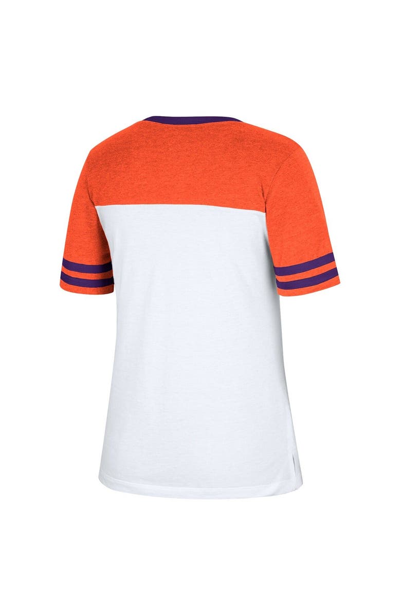 COLOSSEUM Women's Colosseum White/Orange Clemson Tigers Frost Yourself Notch Neck T-Shirt, Alternate, color, 