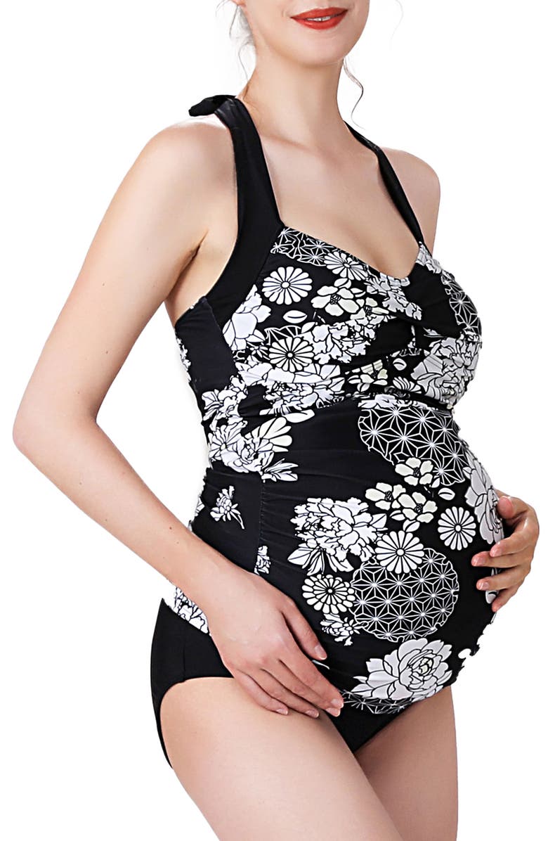 Kimi and Kai Chana Floral Print Two-Piece Maternity Swimsuit, Alternate, color, 