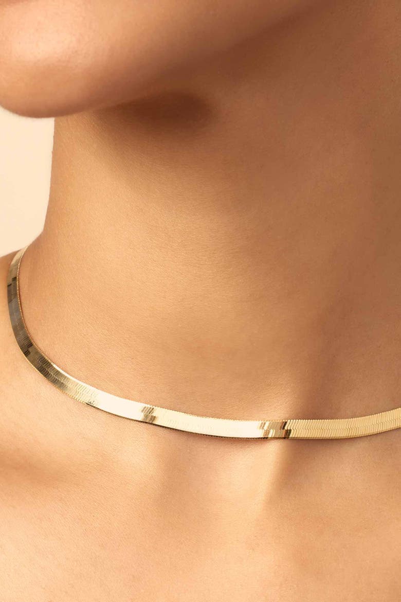 14K Gold Park Avenue Statement Herringbone Choker, Alternate, color, Yellow Gold