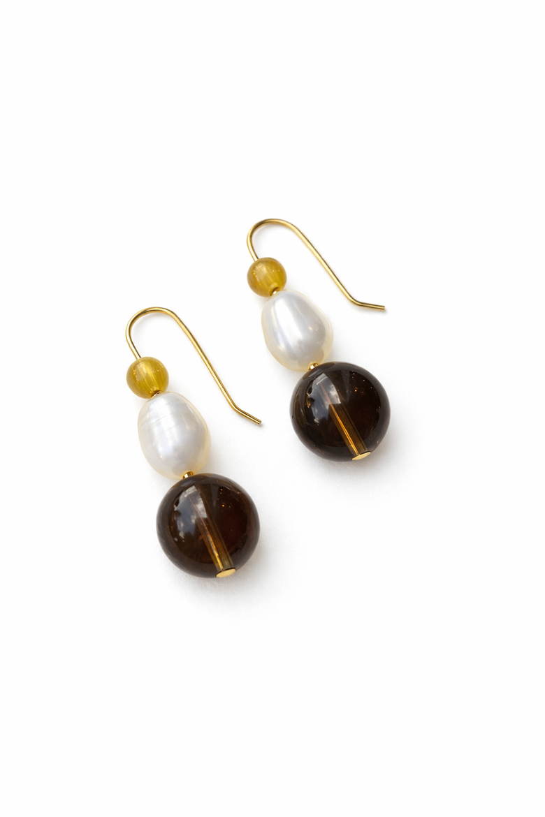 Slate and Pearl Earrings, Main, color, 14k Gold Fill