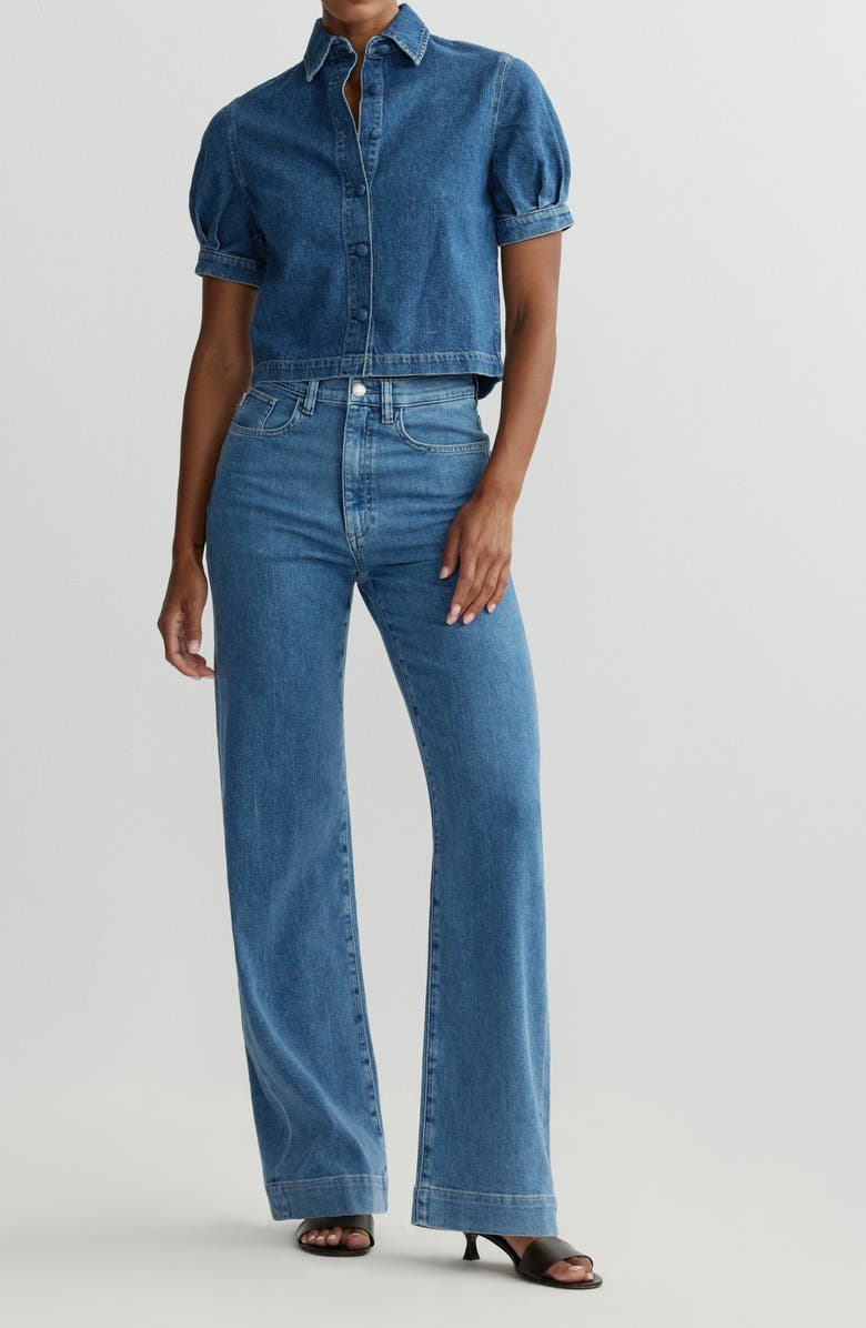 DL1961 Montauk Puff Sleeve Denim Button-Up Shirt, Alternate, color, Terra Blues Aura