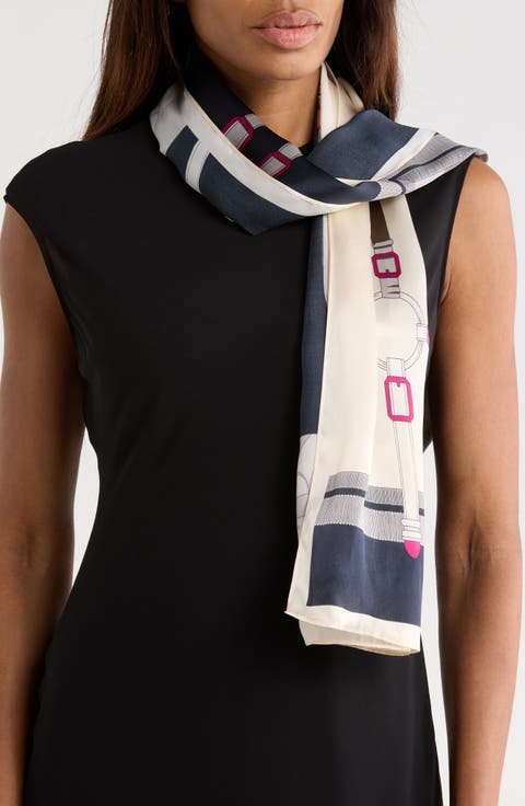 Strap Print Silk Scarf