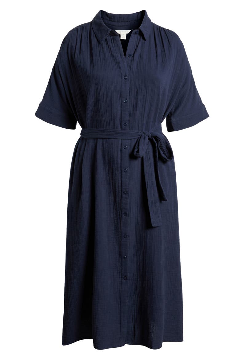 Belted Midi Shirtdress, Alternate, color, NAVY BLAZER