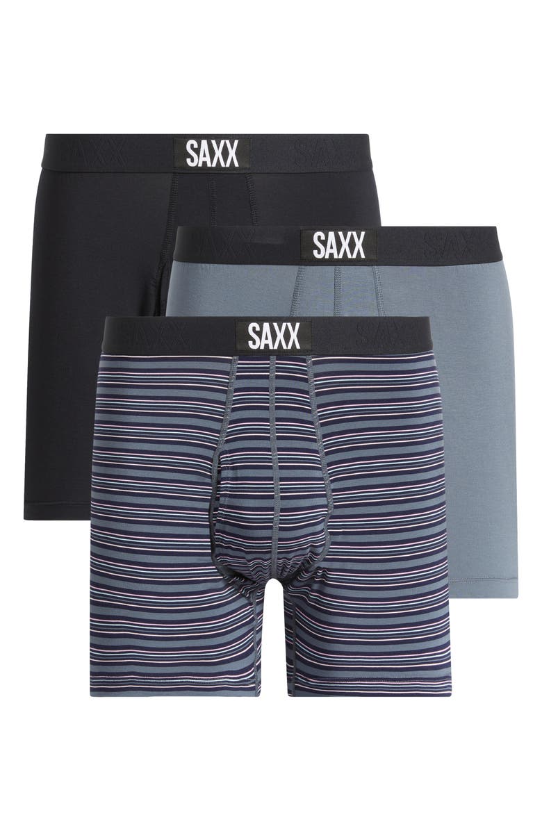 SAXX Assorted 3-Pack Ultra Super Soft Boxer Briefs, Main, color, Mini Rugby/ Turbulence/ Black