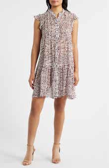 Print Pleated Frill Dress