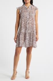 Julia Jordan Print Pleated Frill Dress