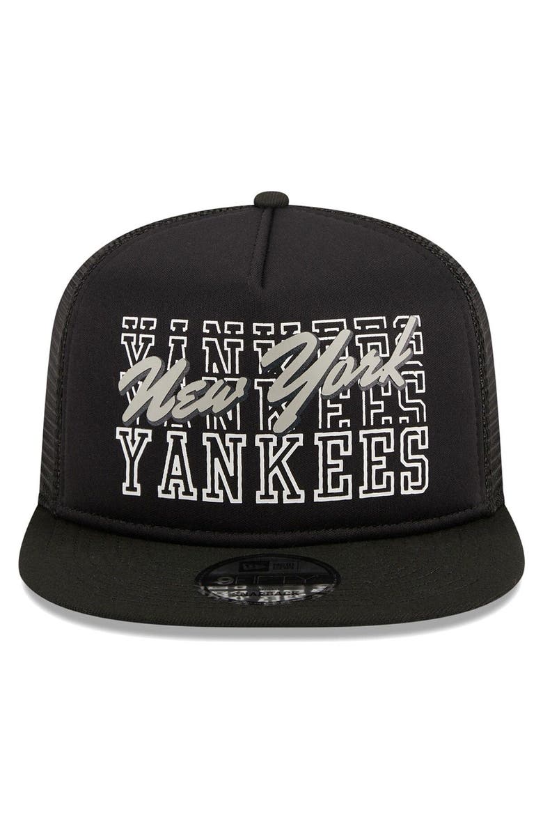 New Era Men's New Era Black New York Yankees  Street Team A-Frame Trucker 9FIFTY Snapback Hat, Alternate, color, Black