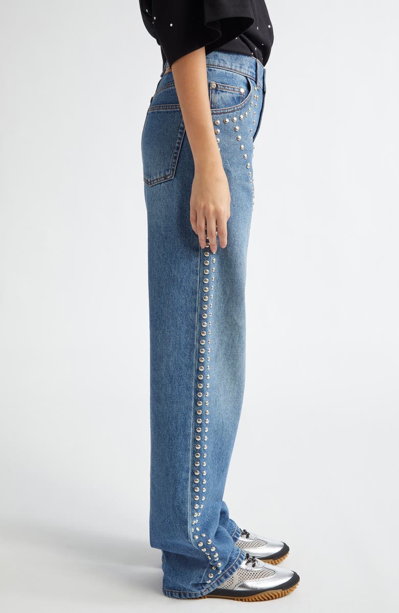 Stella McCartney Chaps Studded Denim Wide Leg Jeans, Alternate, color, 