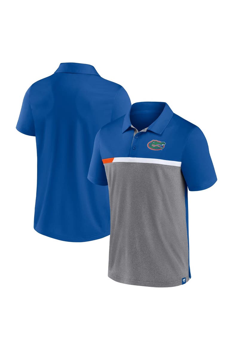 Men's Fanatics Branded Royal/Heathered Gray Florida Gators Split Block Color Block Polo, Main, color, Royal