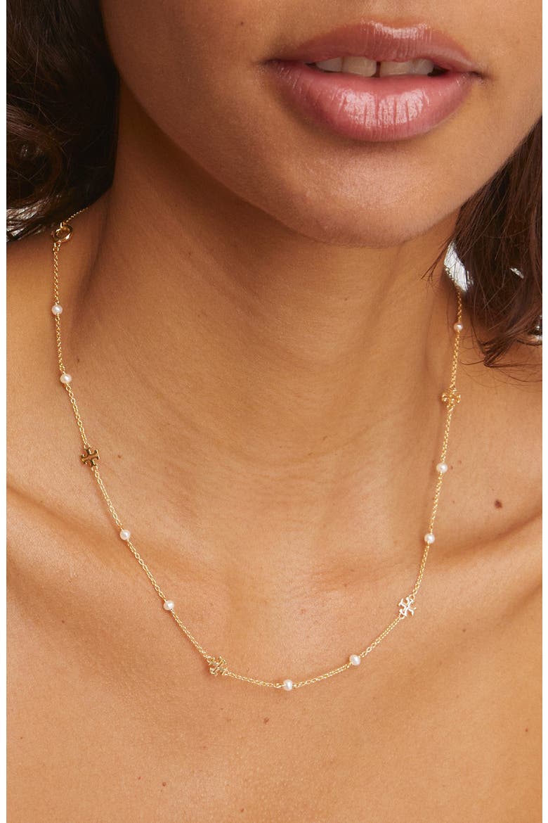 Delicate Moondance Pearl Necklace, Alternate, color, TORY GOLD/ PEARL