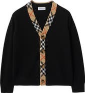 Burberry Check Trim Wool Cardigan
