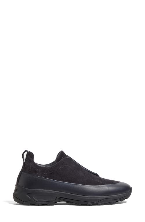 Zegna Navy Blue Leather And Suede Triple Stitch Monte Sneakers In Blue