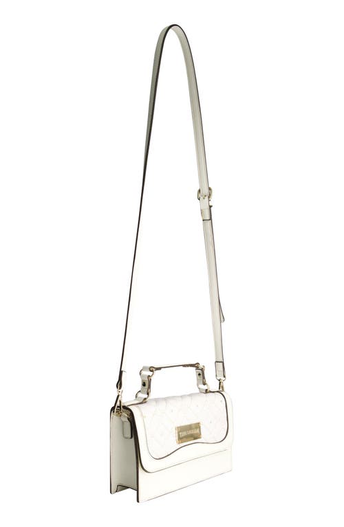 Uspa Accessories Studded Denim Flap Bag In White