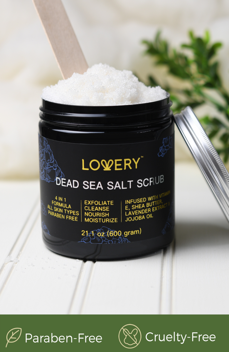 Lovery Lavender Dead Sea Salt Scrub - 22oz Skin Exfoliation, Alternate, color, Black