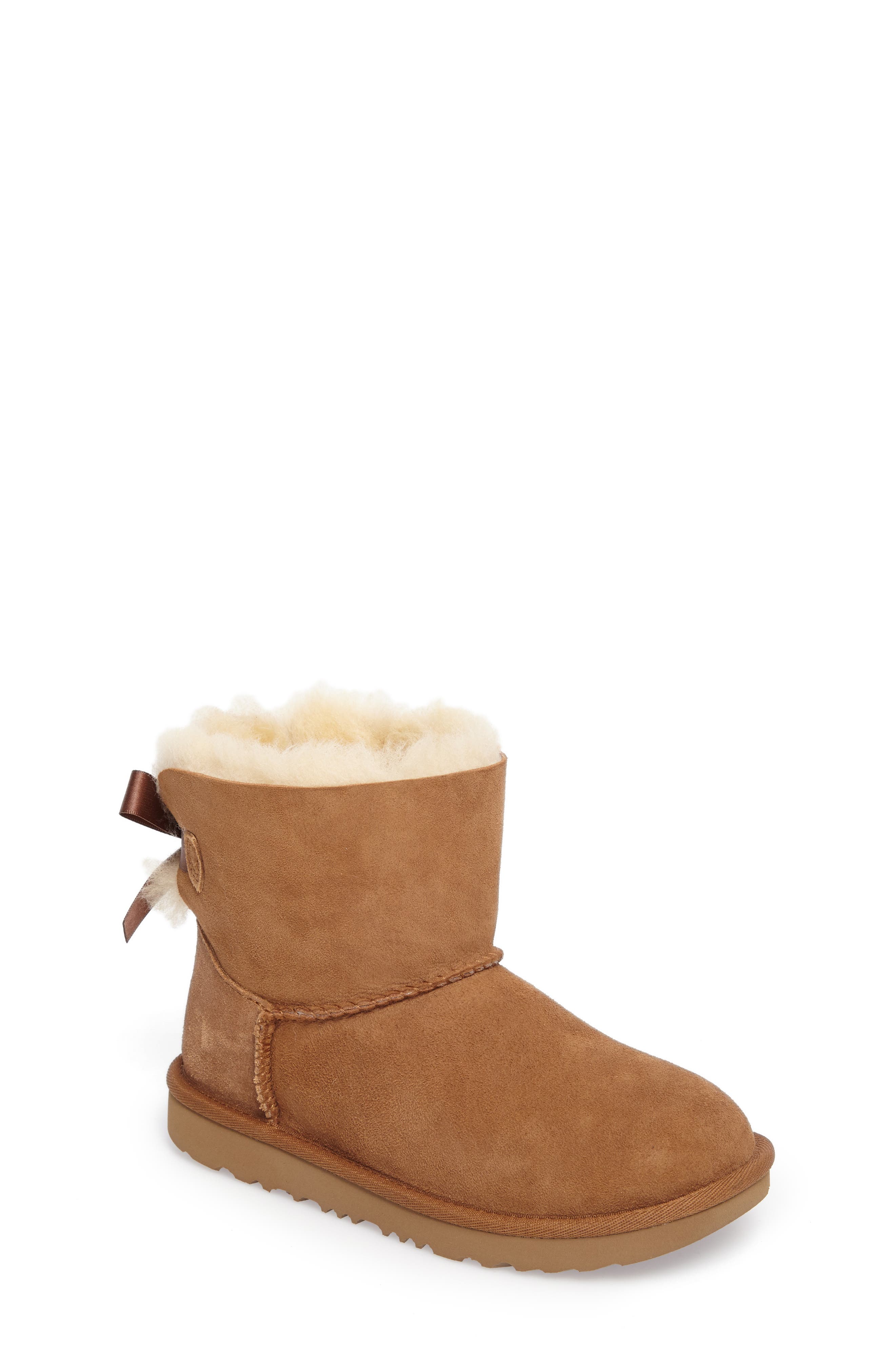 UGG<sup>®</sup> Mini Bailey Bow II Water Resistant Bootie, Main, color, Chestnut