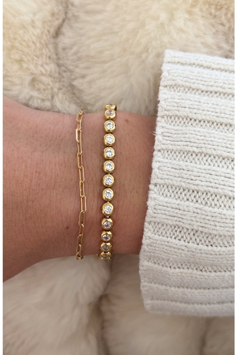 Bezel Tennis Bracelet, Alternate, color, Gold