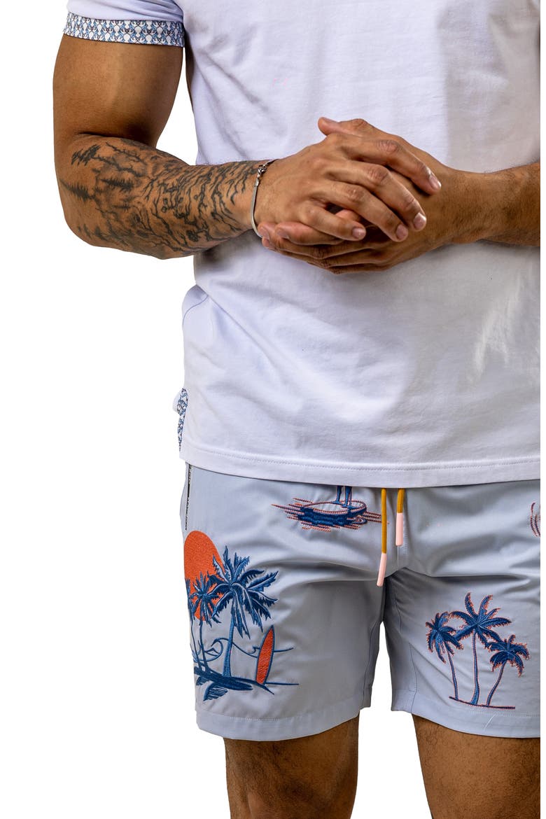 Swim Marthyr Print Swim Trunks, Alternate, color, BLUE