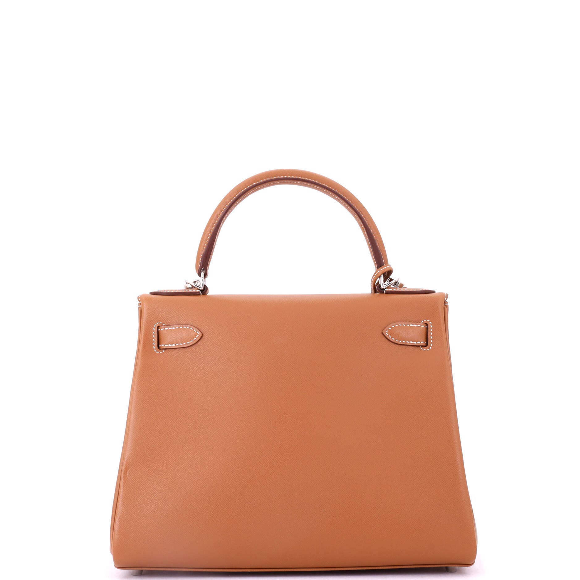 Pre-Owned Hermes Kelly Handbag Brown Madame with Palladium Hardware 28, Alternate, color, Gold