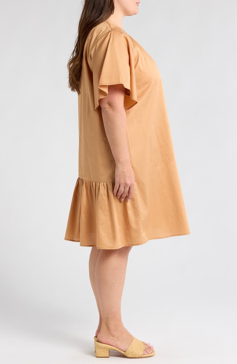 HARSHMAN Agata Flutter Sleeve Cotton Dress, Alternate, color, Sand