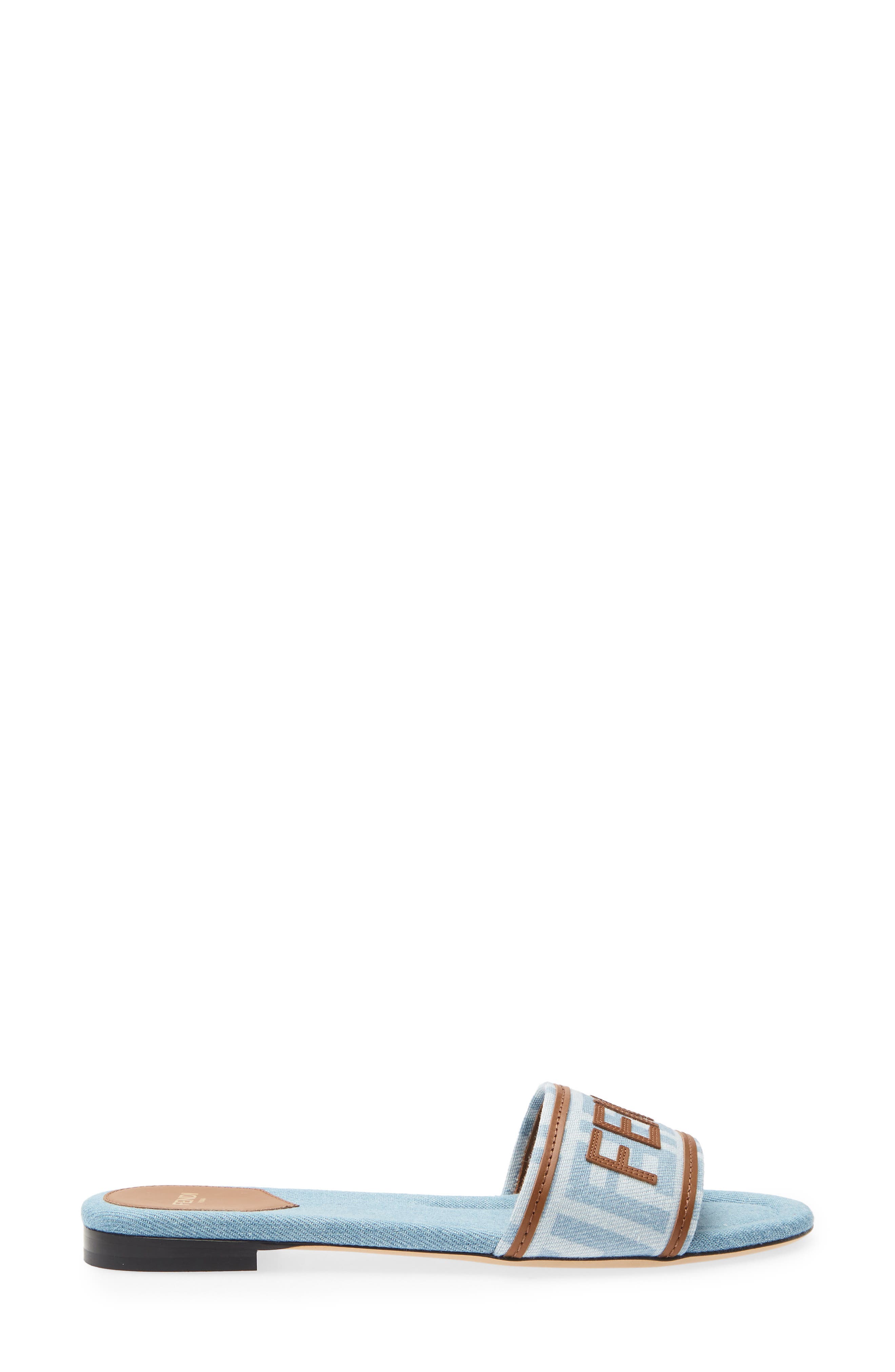 Flat Denim Logo Slide Sandal, Alternate, color, F1XIA DENIM CIELO