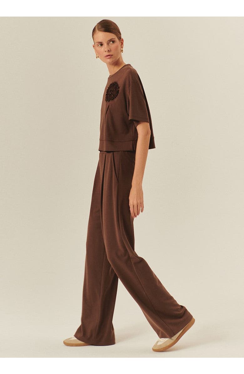 Exquise Kira Wide Leg Knit Pants, Alternate, color, Brown