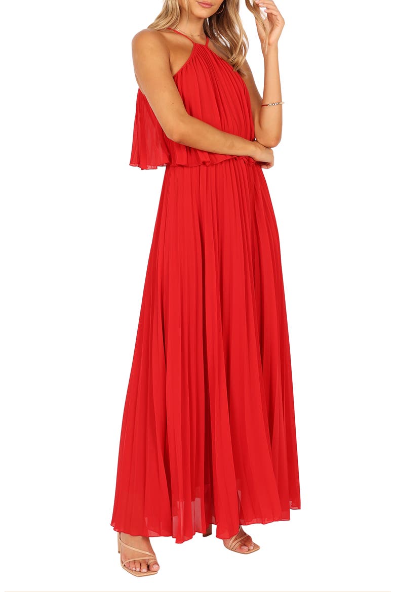 Gia Pleated Maxi Dress, Alternate, color, RED