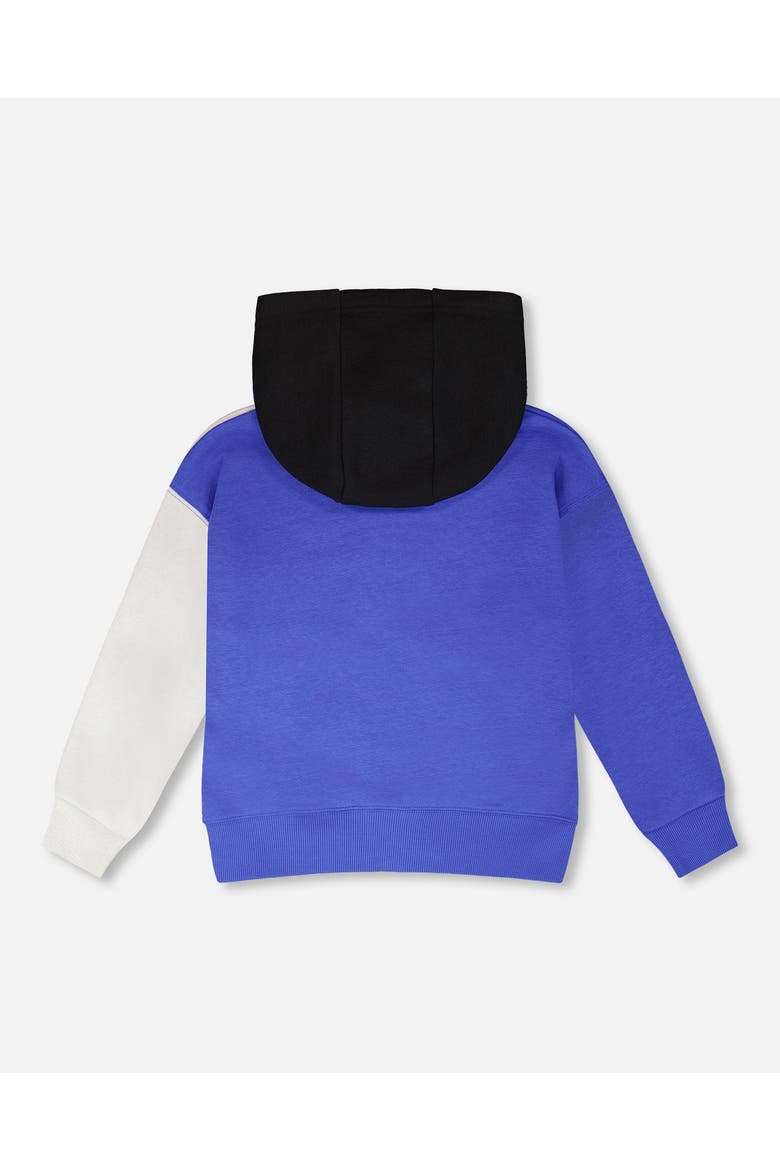 Long Sleeve Full Length Zipper Hooded French Terry Cardigan, Alternate, color, Royal Blue