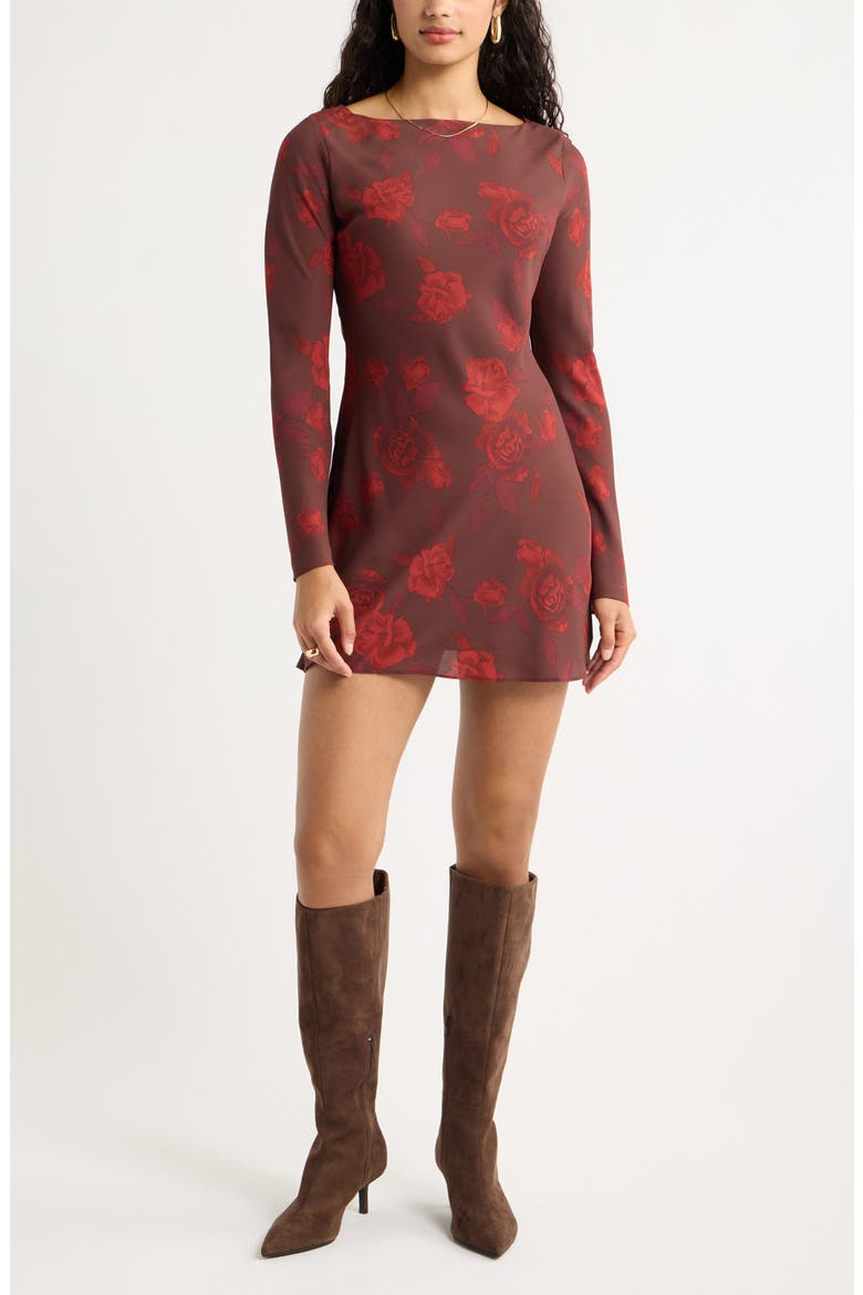Bias Cut Minidress, Main, color, RED ROSED FLORAL