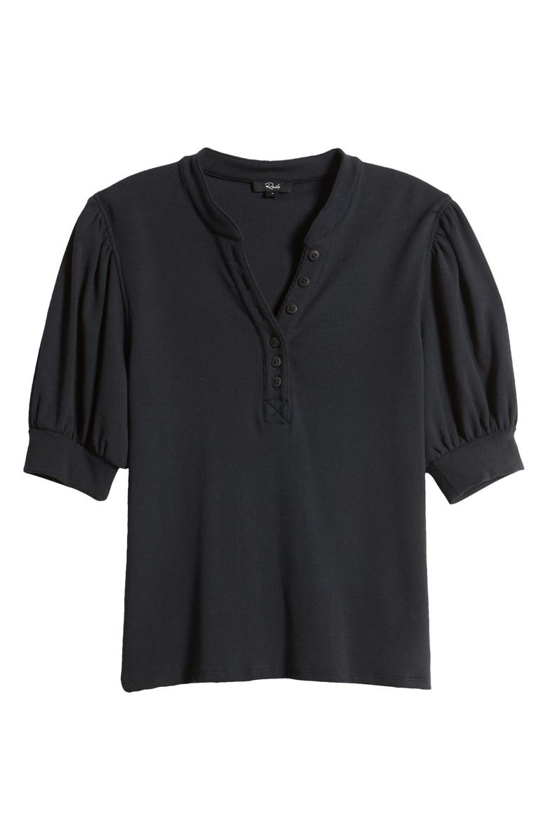 Rails Jewel Puff Sleeve Cotton & Modal Top, Alternate, color, Black