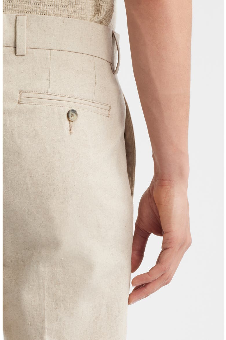 Flat Front Cotton & Linen Straight Leg Pants, Alternate, color, KHAKI