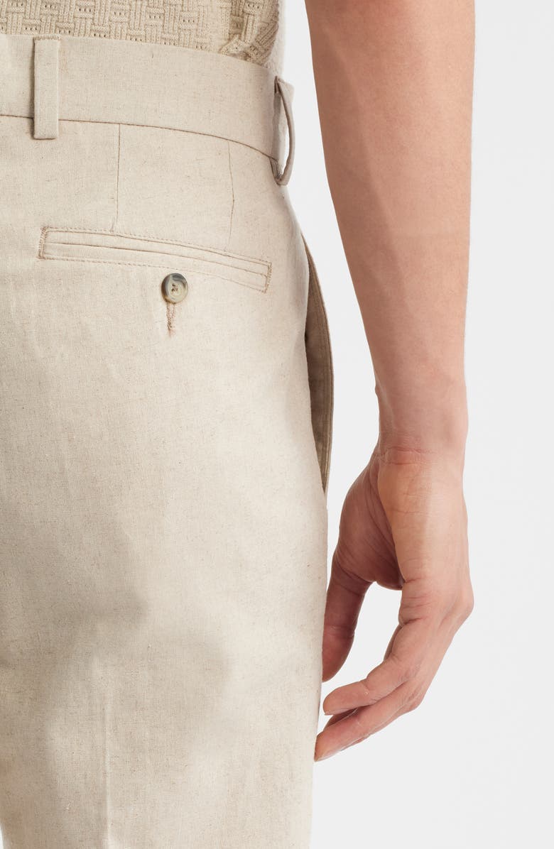 Berle Flat Front Cotton & Linen Straight Leg Pants, Alternate, color, 