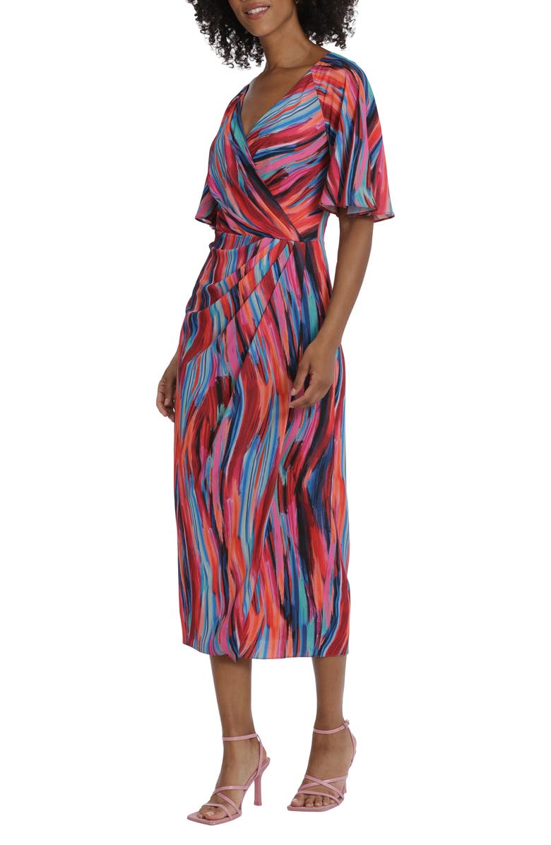Maggy London Short Sleeve Faux Wrap Midi Dress, Alternate, color, 