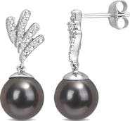 Julianna B. Tahitian Pearl & Diamond Drop Earrings 10k