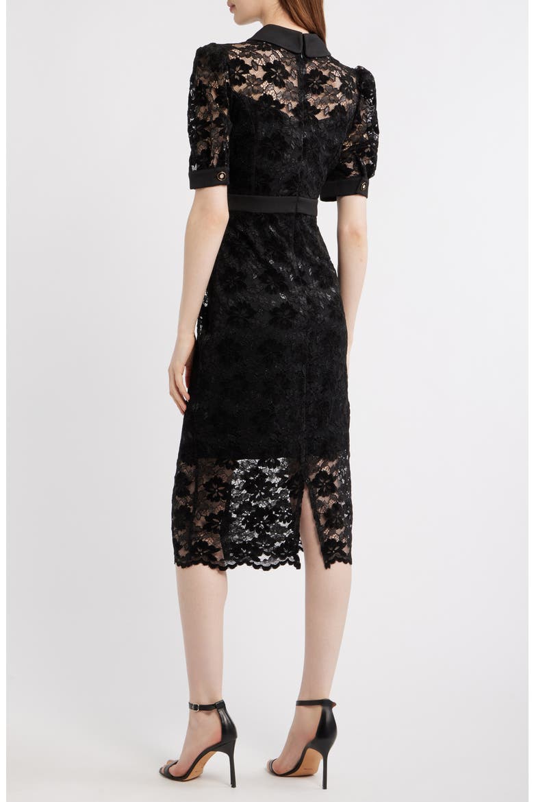 Lace Midi Shirtdress, Alternate, color, BLACK